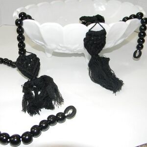 Black Wood Bead Garland Boho Decorative Fall Decor 6 Feet NEW
